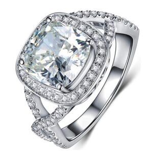 White Platinum Plated with AAA White Diamond Cubic Zirconia Princess Cut Ring